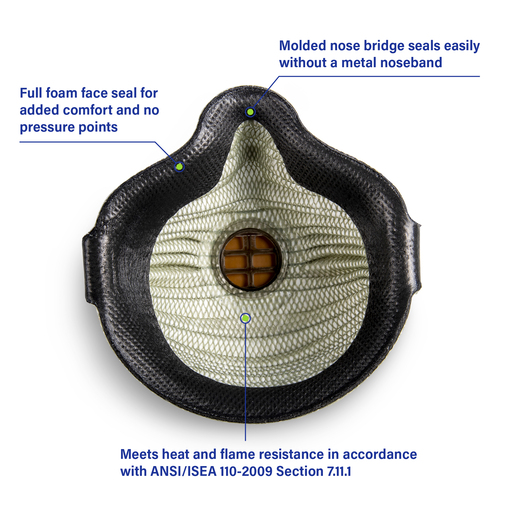 Moldex AirWave® Disposable Particulate Respirator with SmartStrap®, Ventex® Valve and Full Flange, Size Medium/Large, NIOSH Approved