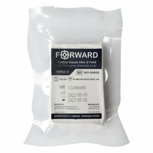 Forward Cotton Gauze Slim Z-Fold, 4.1yd L x 4.5in W