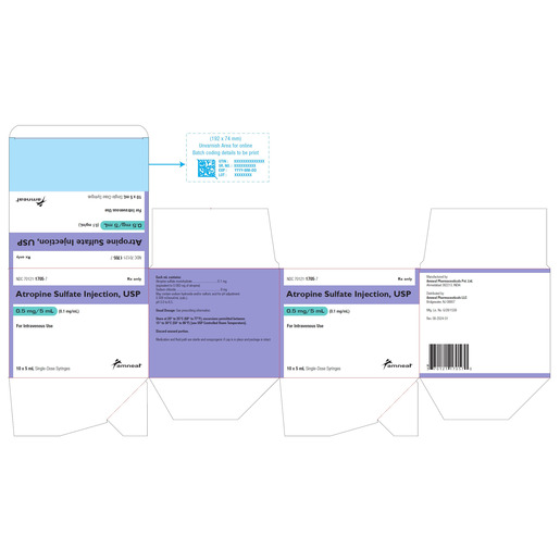 Atropine Injection, 0.5mg/5mL, Prefilled Syringe