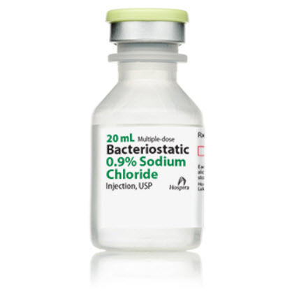 Bacteriostatic Sodium Chloride 0.9%, 20mL Vial