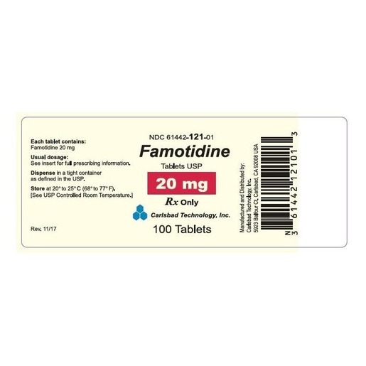 Famotidine, 20mg, Tablets