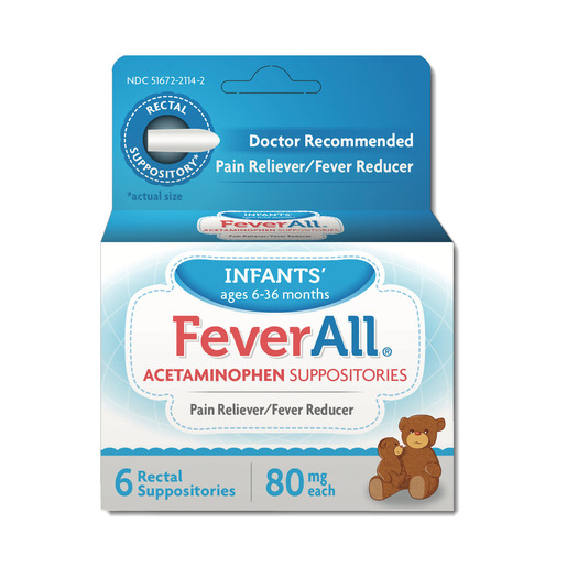 FeverAll® for Infants, Acetaminophen, 80mg, Rectal Suppository