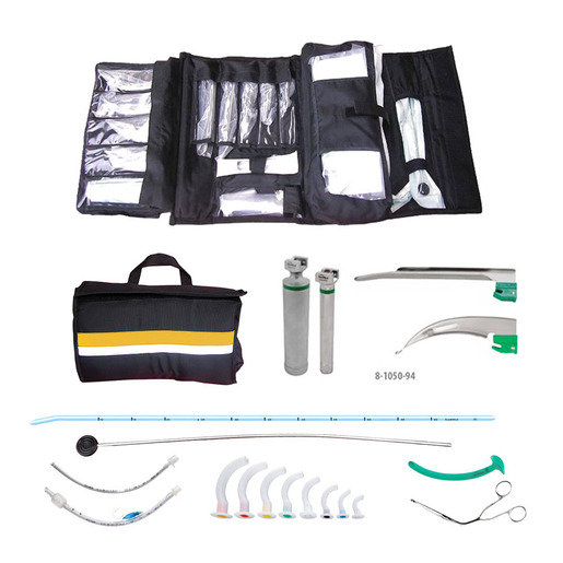 Airway Management Intubation Kit with GreenLine/D, Fiber Optic, Disposable Blades, Includes Case