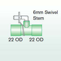Straight Connector 22OD - 6mm OD stem and cap - 22OD