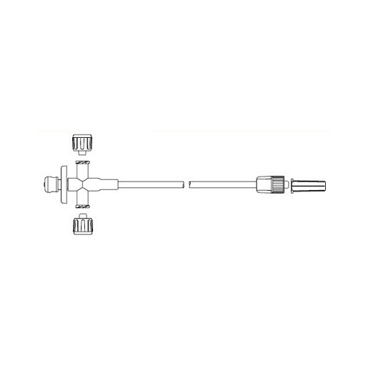 ICU Medical 3-Way Anesthesia Style Stopcock IV Extension Set, (1) Injection Site, 22in