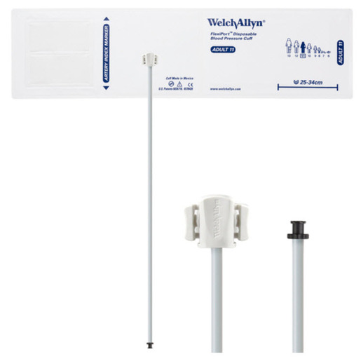 FlexiPort® Disposable Blood Pressure Cuff with Single Tube Tri-Purpose Connector, Size 11, Adult