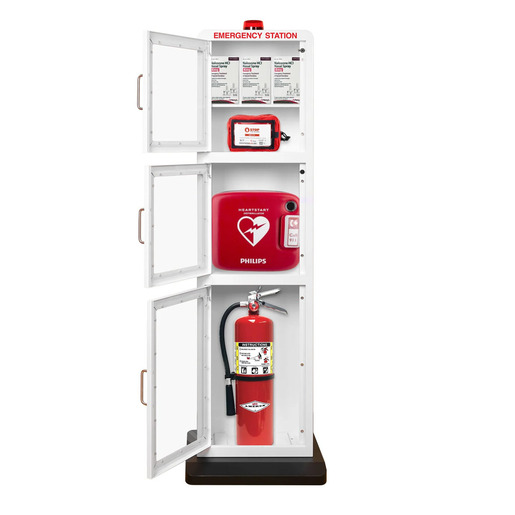 All-in-One Emergency Station – AED, Fire Extinguisher, Naloxone & First Aid Cabinet (Cabinet Only)