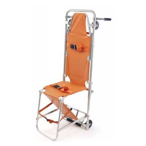 FERNO® Model 107-C Ambulance Stretcher Chair with Adjustable Backrest and Fixed Wheels, Orange