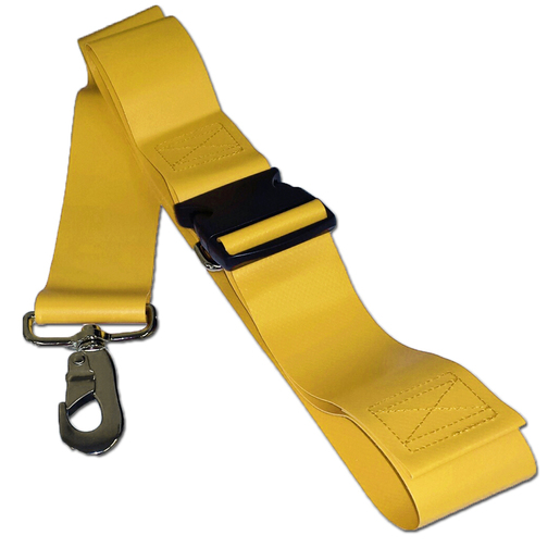 Impervious Vinyl Stretcher/Cot Strap, Plastic Double Adjust Buckle with Swivel Speed Clip, 7ft, 2 piece, Yellow