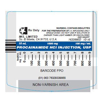 Procainamide Hydrocholoride, 1000mg/10mL, Luer Lock Prefilled Syringe
