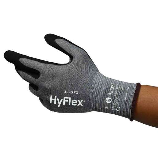 HyFlex® 11-571 Cut Resistant Gloves, Black/Gray