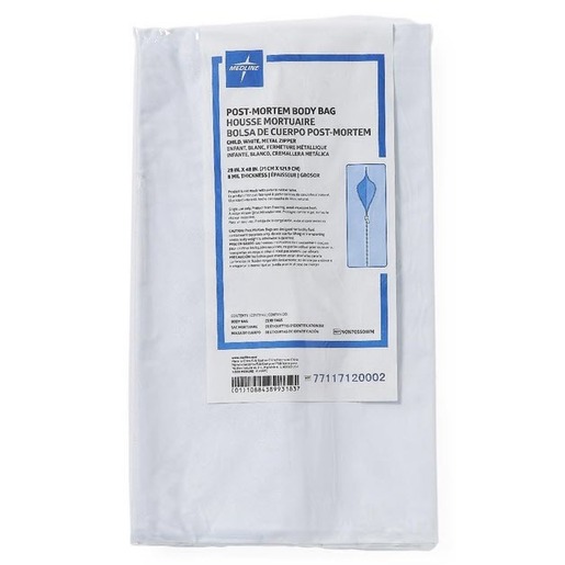 Body Bag, Post Mortem, Zipper, 8mil Vinyl, 28in x 48in, Pediatric 