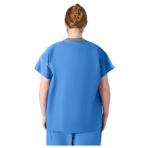 Blue Disposable V-Neck Scrub Shirt, X-Large