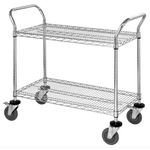 Chrome 2-Shelf Wire Utility Carts