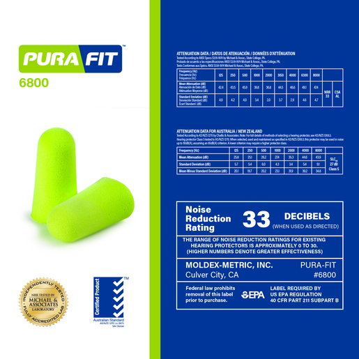 Moldex Pura-Fit® Disposable Foam Earplugs