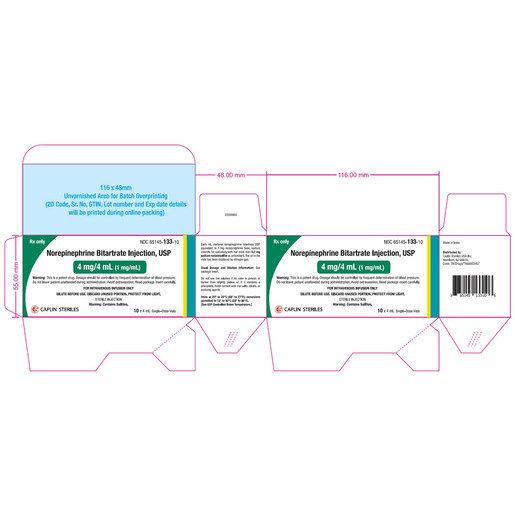Norepinephrine, 4mg/4mL, Vial