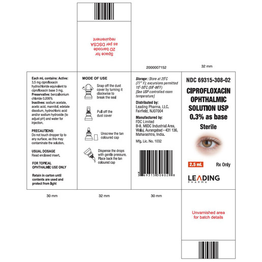 Ciprofloxacin 0.3% Ophthalmic Solution, 2.5mL Bottle