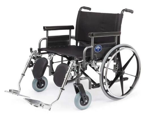 Shuttle Extra-Wide Bariatric Wheelchair with Desk-length Detachable Arms and Elevating Legrests