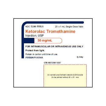 Ketorolac, 30mg/mL, 1mL Vial