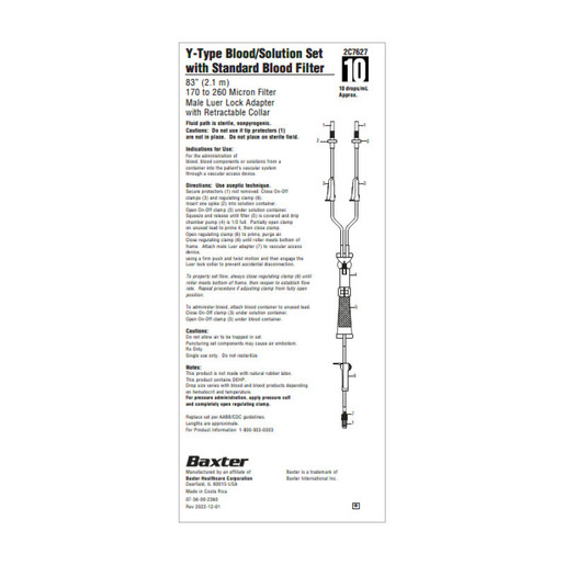 Baxter Healthcare Y-Type Blood/Solution Sets with Standard Blood Filter