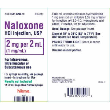 Naloxone, 1mg/mL, 2mL Luer Lock Syringe