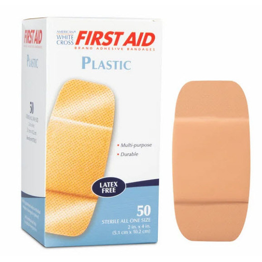 American® White Cross Plastic Adhesive Bandage, 2in x 4in