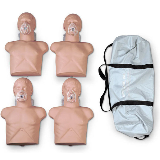 Economy Sani-Manikins with Carry Bag, Adult, Light Skin, 4-Pack