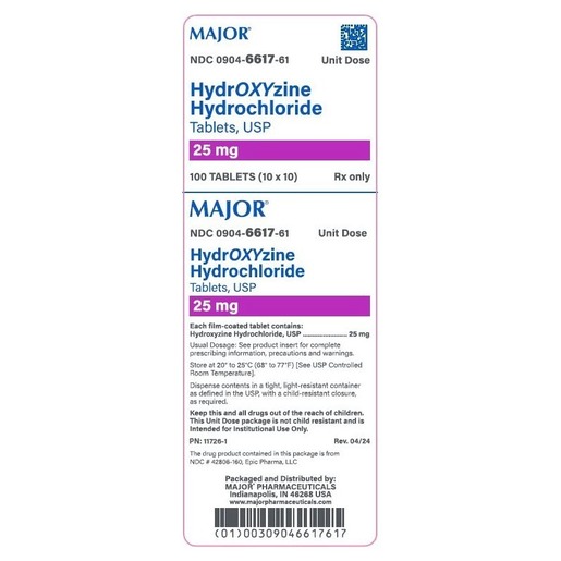 Hydroxyzine, 25mg, Tablets