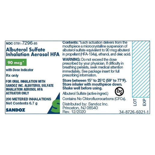 Albuterol, 90mcg, HFA Inhaler, 200 doses