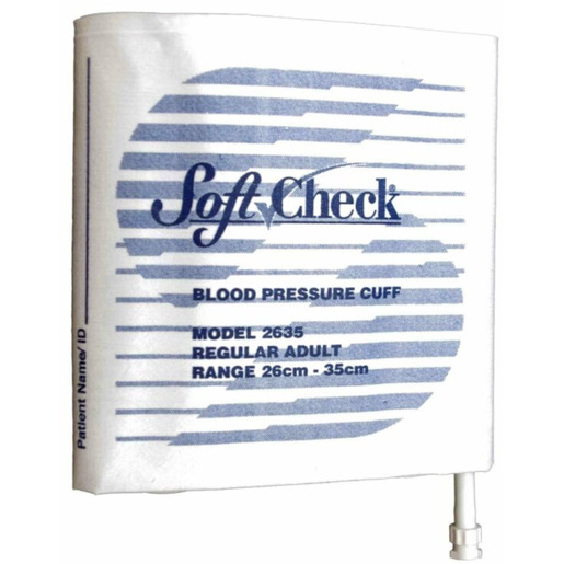 SoftCheck® Fabric Disposable Blood Pressure Cuff with Single Tube Female Twist Lock Connector, Adult, 26 to 35cm SoftCheck® Fabric Disposable Blood Pressure Cuff with Single Tube Female Twist Lock Connector, Adult, 26 to 35cm