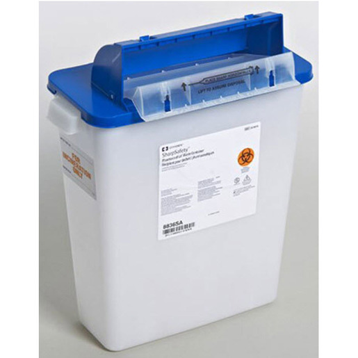 Covidien SharpSafety<sup>™</sup> Pharmaceutical Waste Container with Counterbalance Lid, 3gal