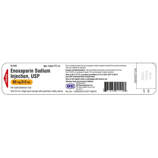 Enoxaparin Sodium, 60mg/0.6mL, Injection