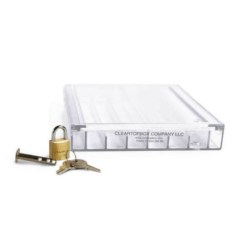 Clear Top Narcotic Box with Lock, 7.25in L x 6.25in W x 1.125in H