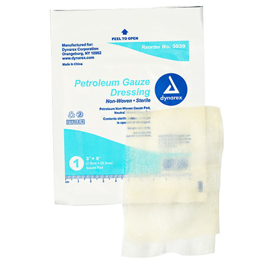 基础护肤品 Dynarex® Petroleum Gauze Dressing, 3in x 9in | Bound Tree
