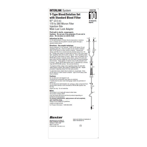 Baxter Healthcare Y-Type Blood/Solution Sets with Standard Blood Filter