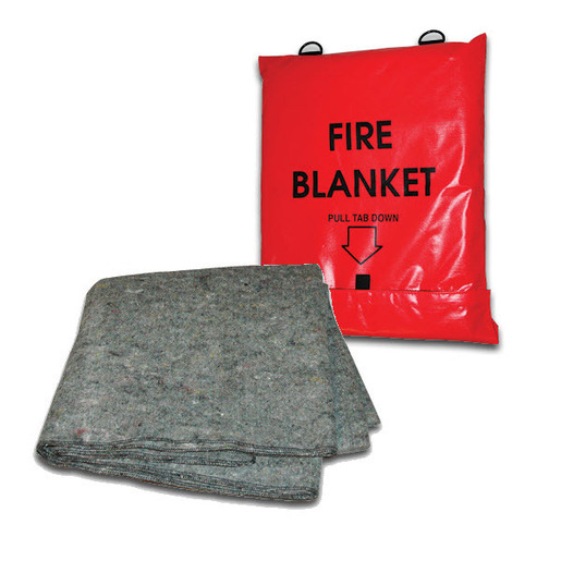 Fire Blanket with Carry Bag, Wool, 84in x 62in, Gray/Red