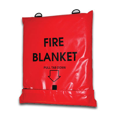 Fire Blanket with Carry Bag, Wool, 84in x 62in, Gray/Red
