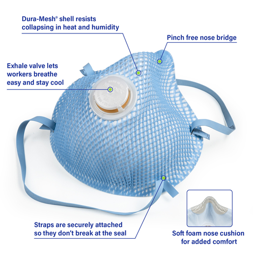 Moldex 2300 N95 Disposable Particulate Respirator with Exhale Valve, Size Medium/Large, NIOSH Approved