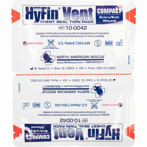 HyFin® Vent Compact Chest Seal Twin Pack, 4.75in L x 4.75in W