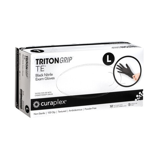 Curaplex® TritonGrip TE™ Gloves, Black Nitrile