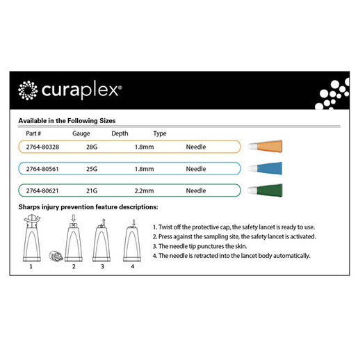 Curaplex® Pressure Activated Safety Lancets