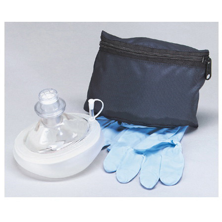 CPR Micromask Replaceable Valve with Pair Nitrile Gloves, Zippered Blue Pouch