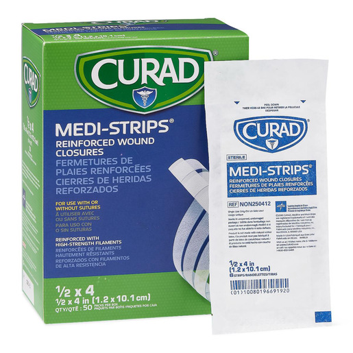 Curad Sterile Medi-Strip Reinforced Wound Closure, 0.5in x 4in