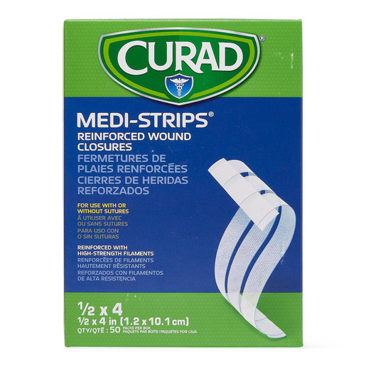 Curad Sterile Medi-Strip Reinforced Wound Closure, 0.5in x 4in
