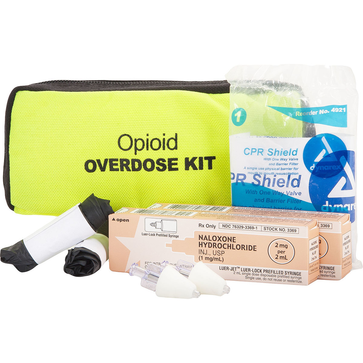 Two Dose Opioid Overdose Kit, Added Face Mask, Safety Yellow Case