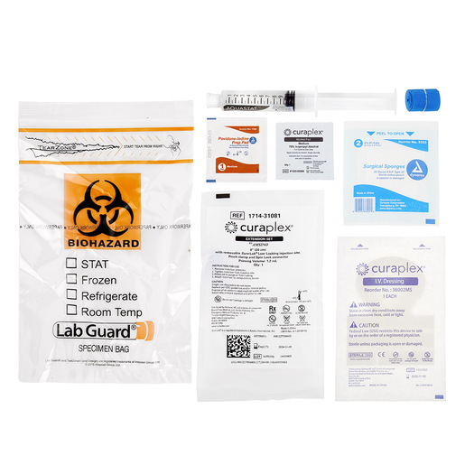 Curaplex® IV Start Kit with IV Guard, Specimen Bag, Tourniquet, Extension Set and Flush Syringe