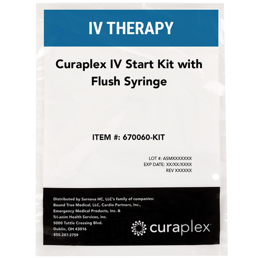Curaplex® IV Start Kit with IV Guard, Specimen Bag, Tourniquet, Extension Set and Flush Syringe