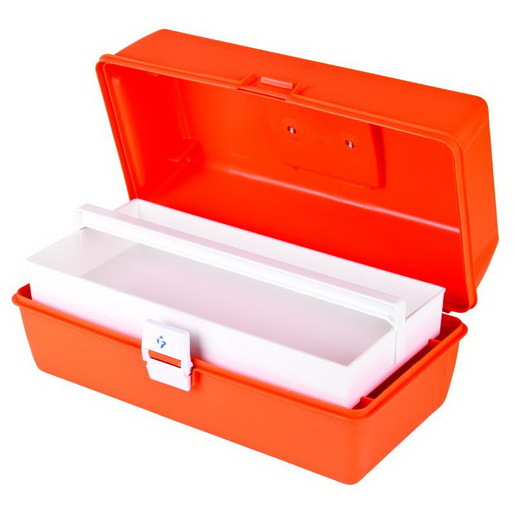 Flambeau First Aid Case, 15in L x 6-3/4in W x 6-1/2in D, Model 1702, Orange, Copolymer Resin