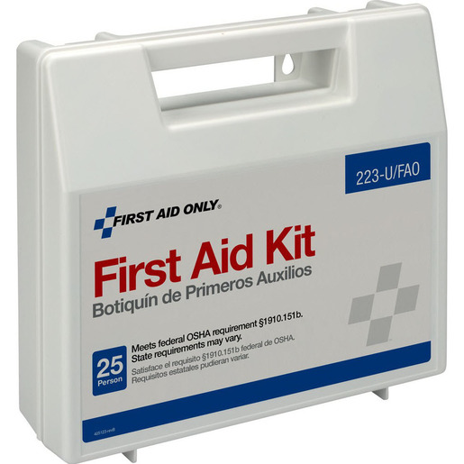 FIRST AID ONLY® 25 Person First Aid Kit, Plastic Case With Dividers