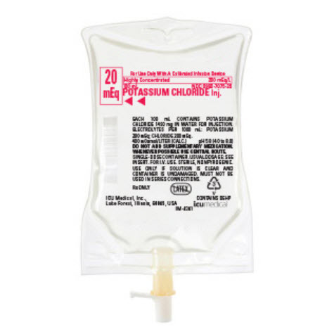 Potassium Chloride, 20mEq/100mL, 100mL Bag